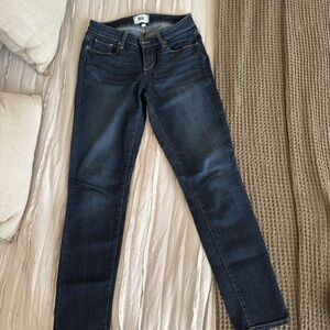 PAIGE Blue Ankle Cropped Jeans with Faded Detailing